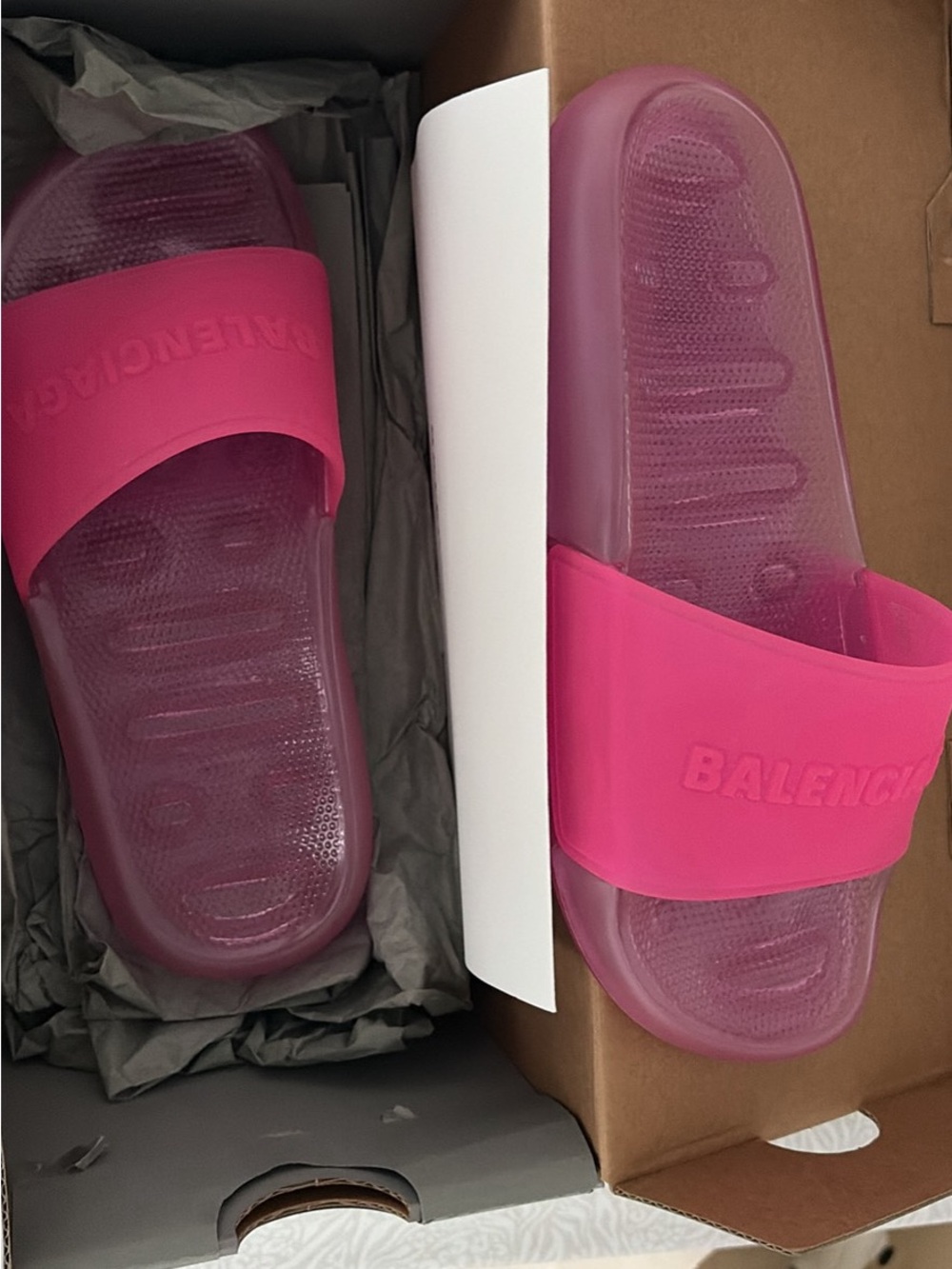 Balenciaga Hot Pink Jelly Slide Sandals